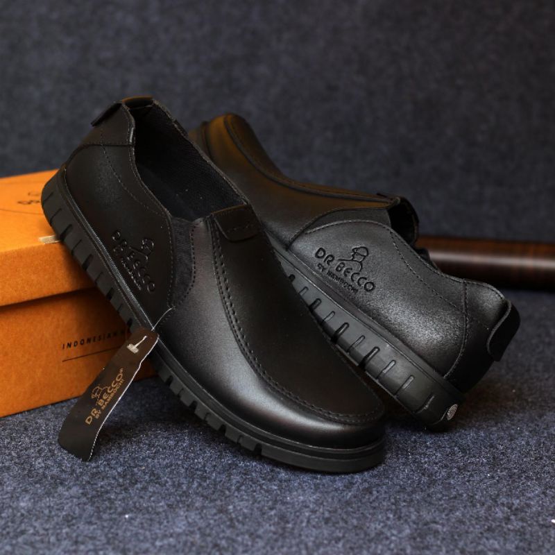 Xshoesbdg.id x Foday Sepatu Formal Pria Slip On Casual Semi Kulit Hitam Coklat Kerja Kondangan