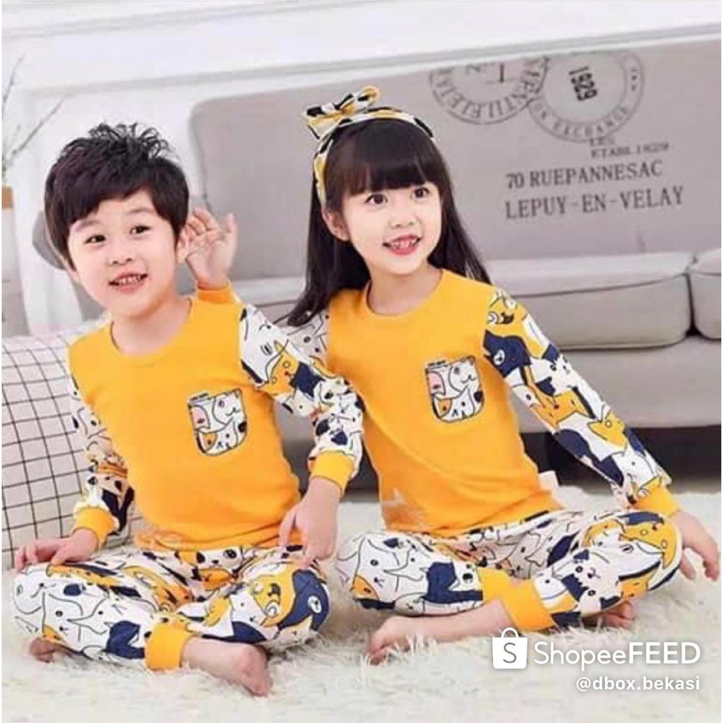 SETELAN ANAK ANAK BAJU ANAK 1-5 TAHUN POP KITTY KUNING BAJU ANAK LAKI LAKI BAJU ANAK PEREMPUAN