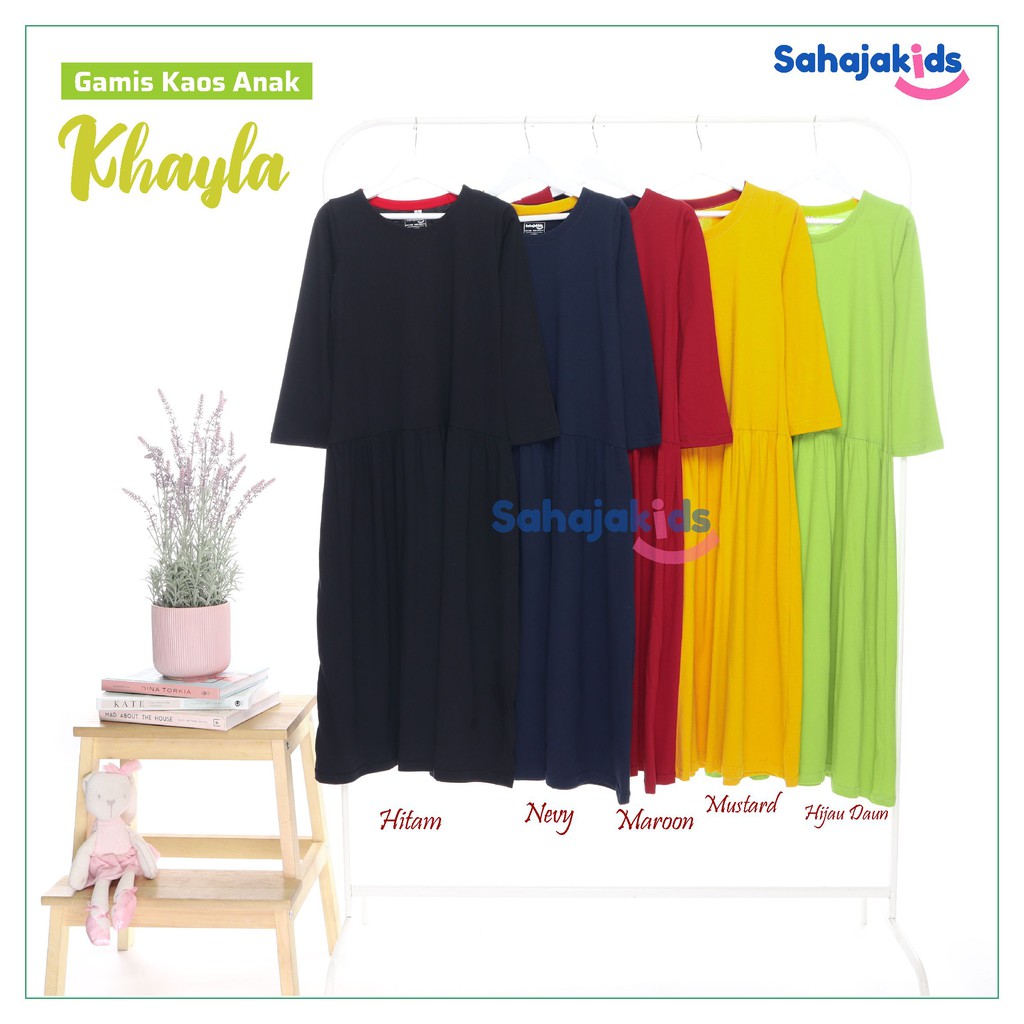 Gamis Anak Polos usia Tanggung Baju Muslim Anak Kaos Gamis Anak 3 - 12 tahun
