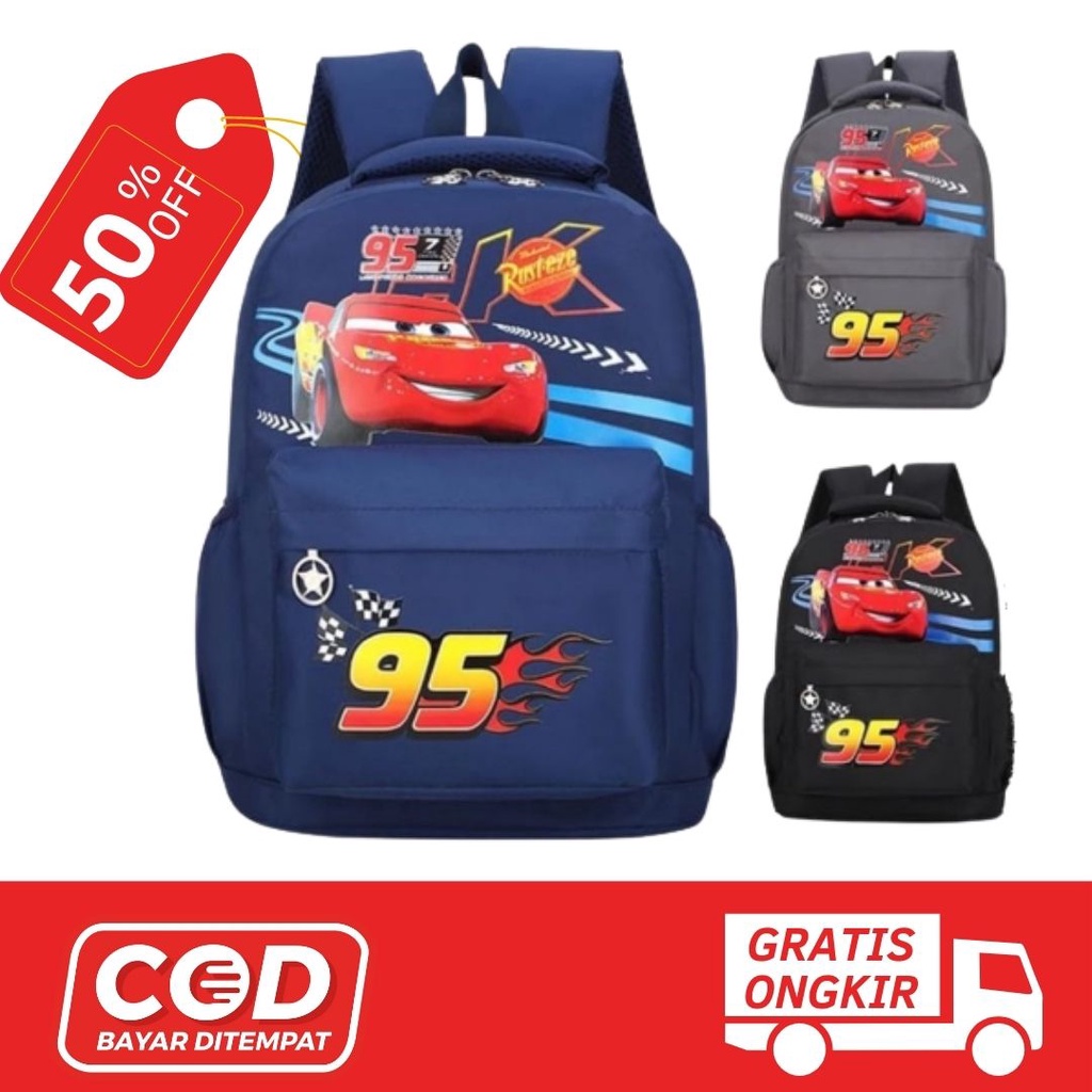 Tas Ransel Anak-anak Sekolah Tas Punggung Anak Laki-laki Perempuan Karakter Mobil Tas Rancel Travel 