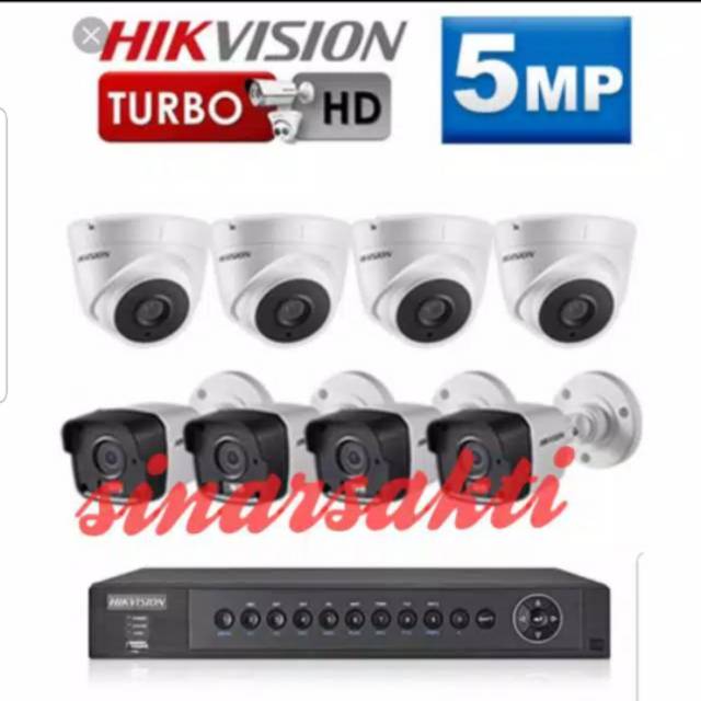 PAKET CCTV HIKVISION 8CH 8 CAMERA 5MP HARDISK 2TB KOMPLIT TINGGAL PASANG ORIGINAL