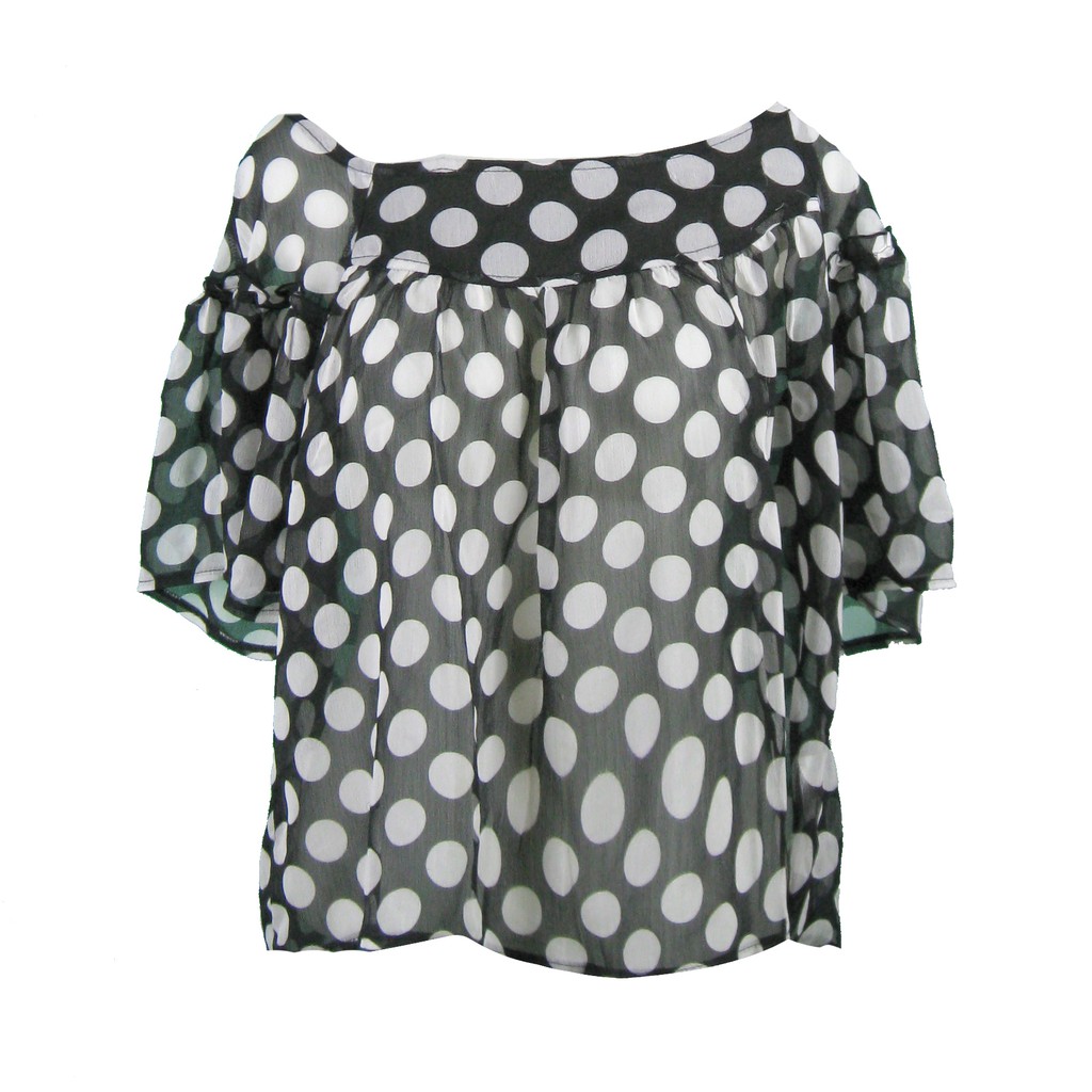 BS-74 (XL) atasan blouse wanita import big size jumbo polkadot