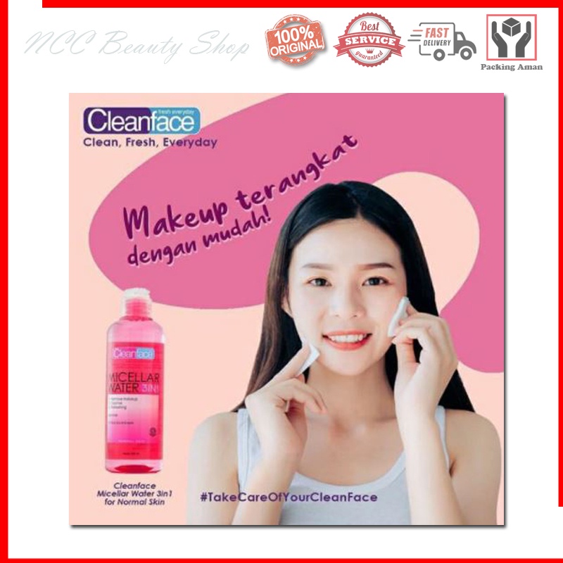 * NCC * Clean Face Micellar Water 3 in 1 Non Rinse For Oily Skin Or Normal Skin Cleanface By Purbasari