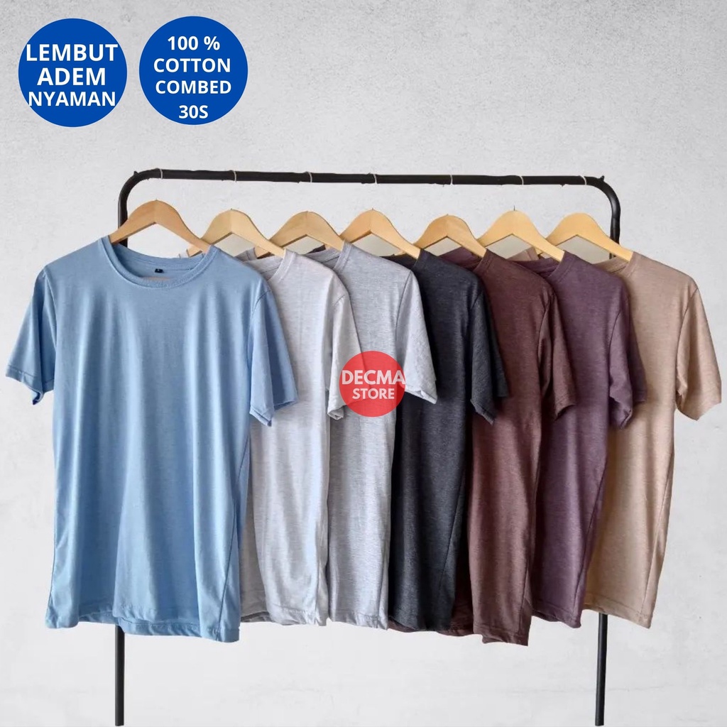 Pakaian Baju Kaos Kaus T Shirt Oblong Polos Warna Misty Lengan Pendek Distro Pria Wanita Cowok Cewek