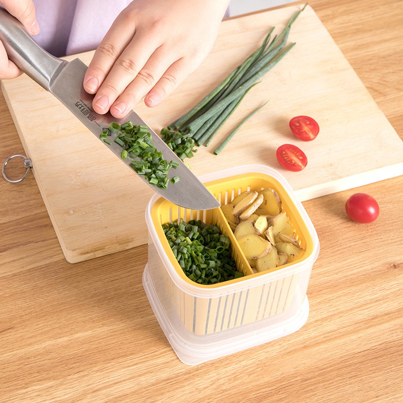 Kotak Penyimpanan Bawang Putih Jahe/Food Organiser Strainer Kotak Makanan Jaring Anti Basah