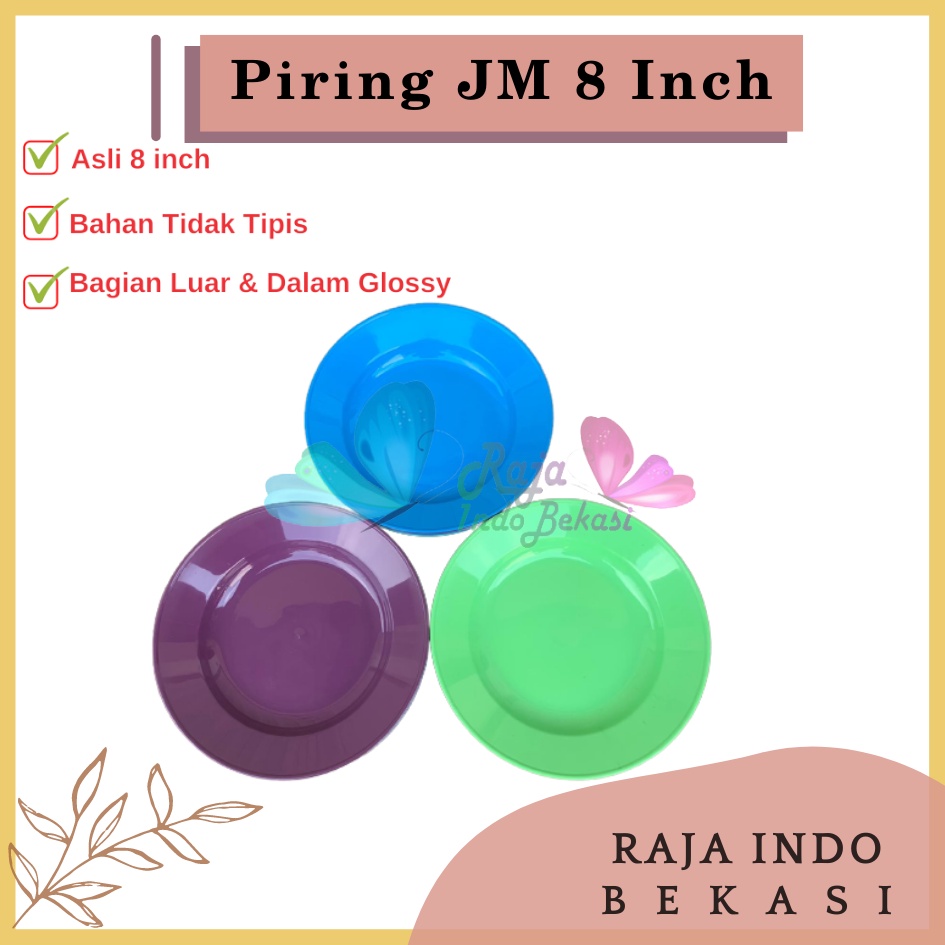 Piring Plastik JM 8 Inch Warna Biru Hijau Ungu - Piring Kecil Besar Set Makan Plastik Acara Pesta Melamin Rotan Murah - (1 pcs) Piring makan plastik ukuran 9&quot; super warna pekat murah grosir