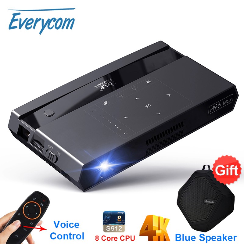 Gratis ongkir Brand Mini Projector Everycom H96 Max DLP Projector 4K Wifi Android Voice Control