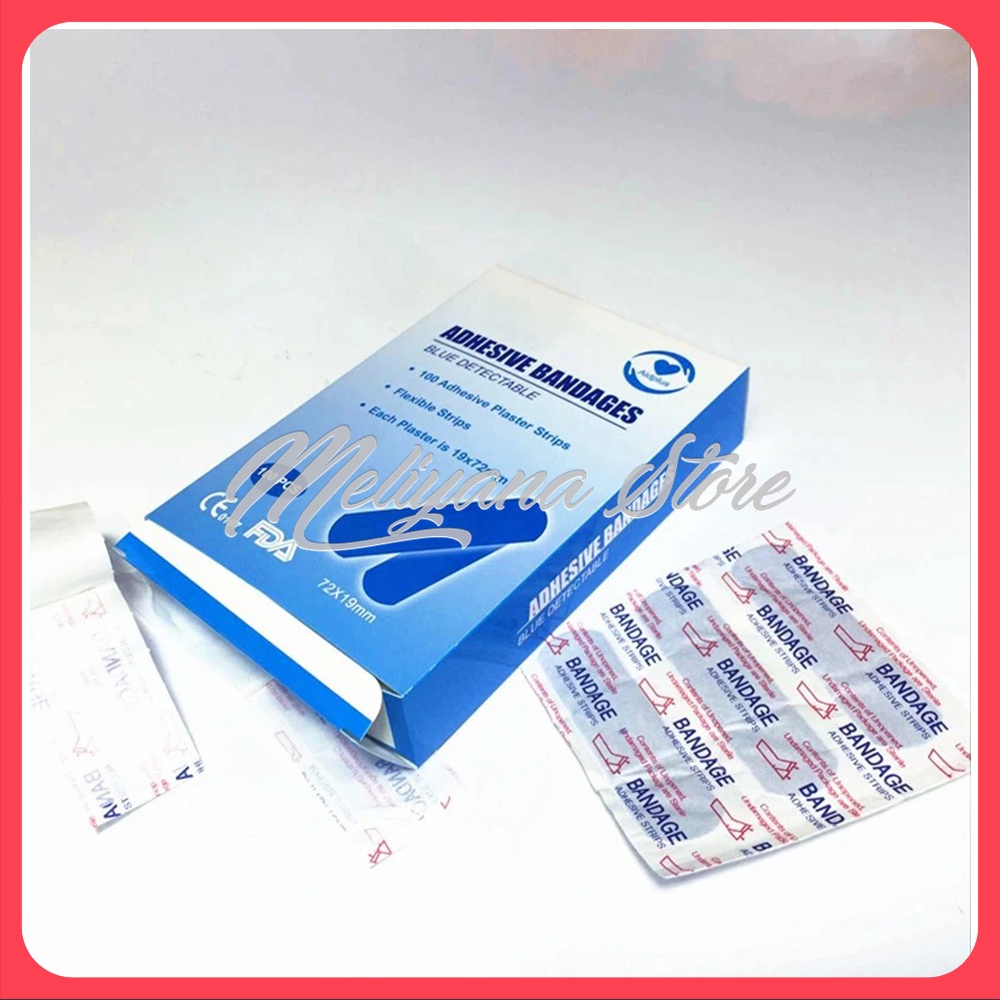 100pcs Waterproof Band Aid Blue Metal Detectable Bandage For Wounds