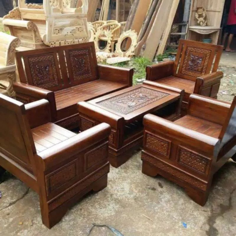 kursi tamu 2111 meja model gelung kayu jati