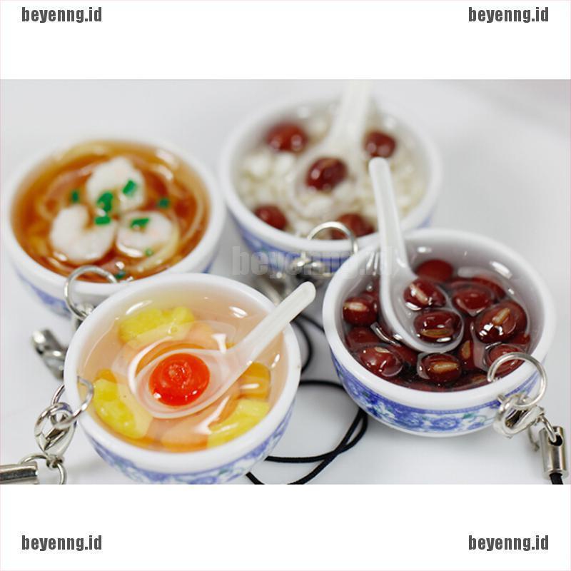 BEY 1PCS-Cute-Food-Simulation-Key-Chains-Chinese-Blue-and-white-porcelain-Food-Bowl