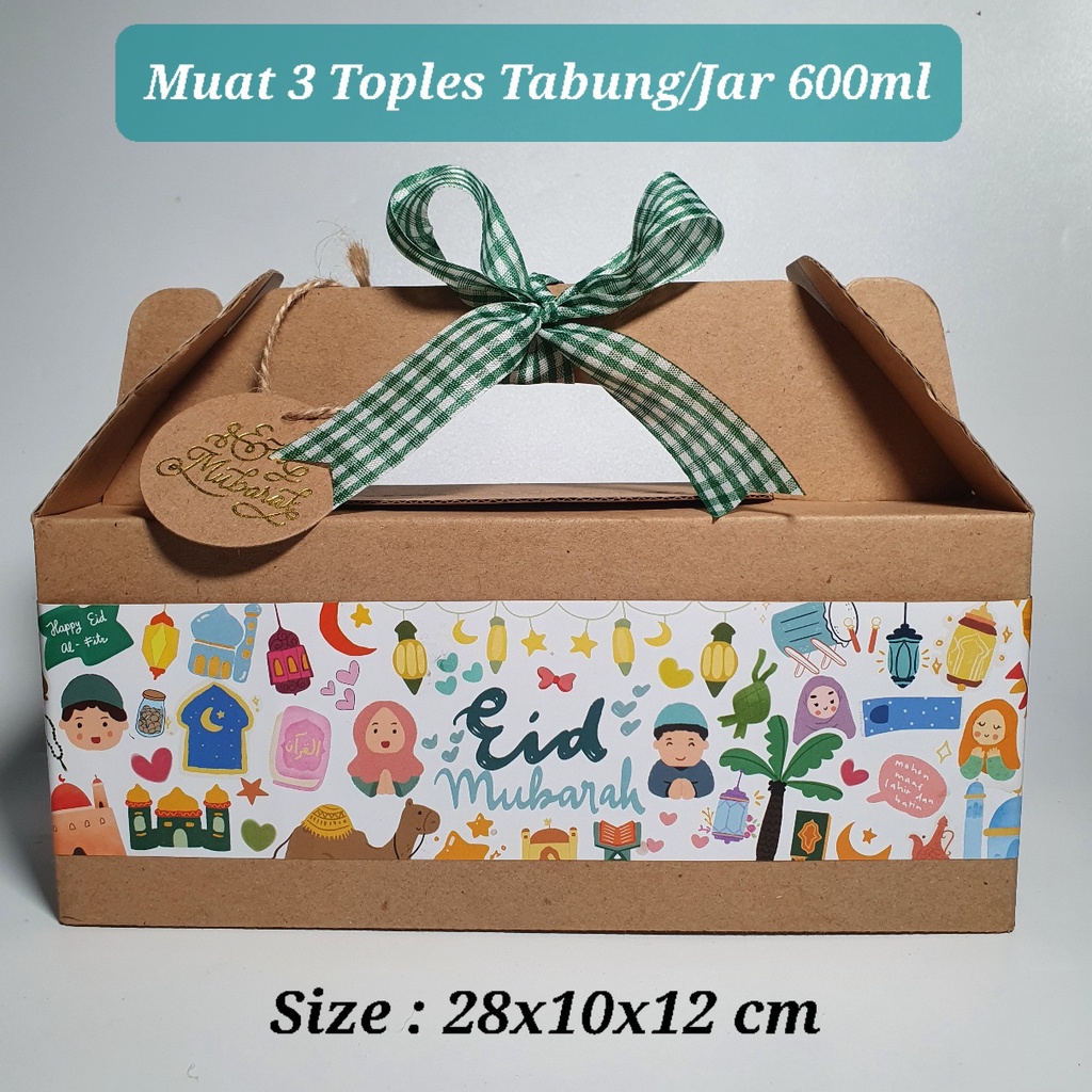 

(Special Edition) Dus Eflud Box Hampers Kue Kering muat 3 Toples Tabung Jar 600ml Set Natal Christmas Imlek Lebaran Idul Fitri Idul Adha Eid Mubarak