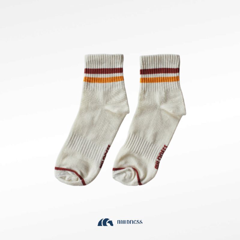 Mildness - Kaos Kaki Ankle Retro Stripe Socks Pria Wanita / Vintage Motif Garis Kaos Kaki Pendek