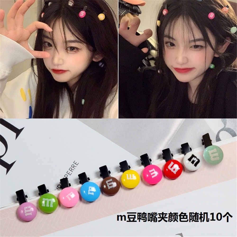 【COD Tangding】10pcs/set Rainbow Candy M Beans Small Hairpin Side Clip INS Korea Lovely Japanese Sweet Girl Fashion Hair Clip