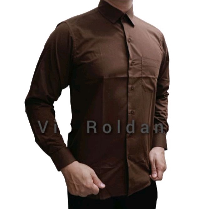 Kemeja Polos Kemeja Katun Kemeja Kerja Kemeja Formal Kemeja Pria COKLAT TUA