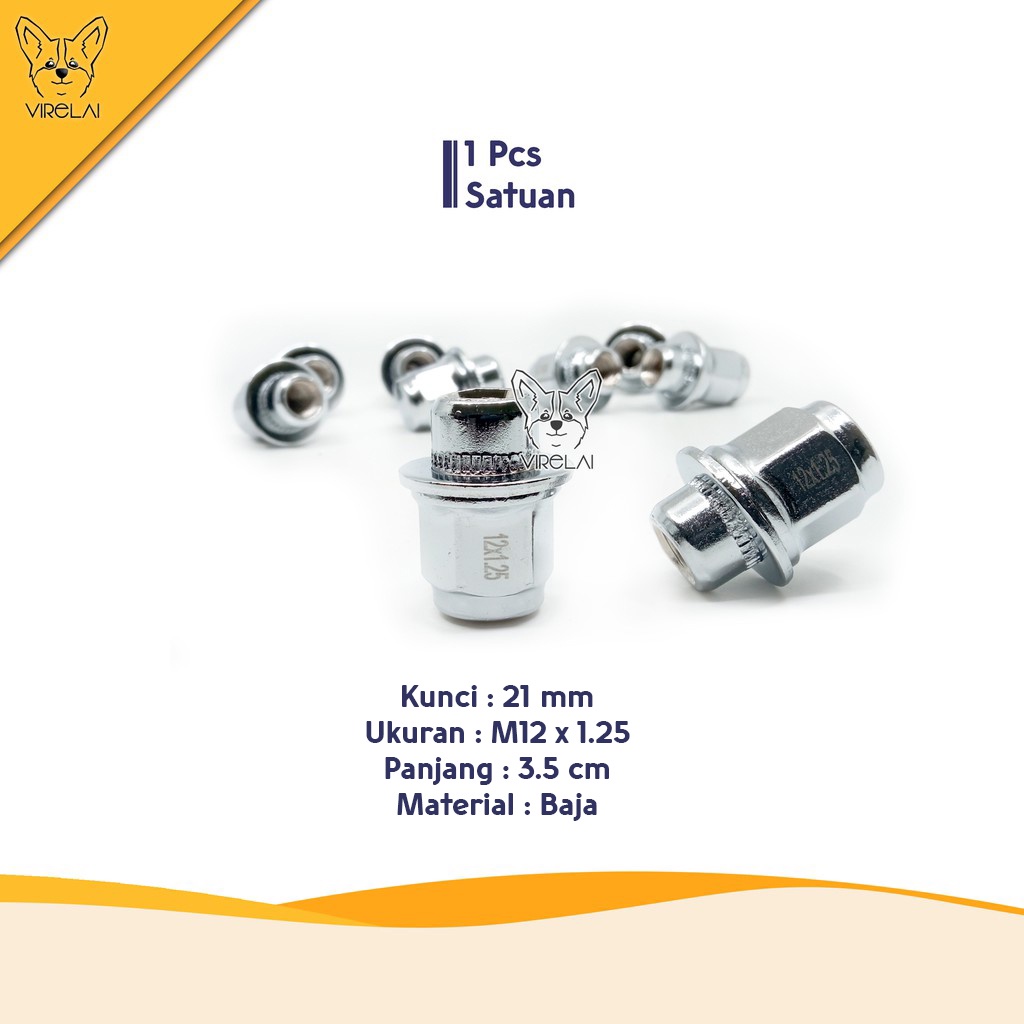 [SATUAN] Mur roda Fujita lug nut Kuda M12 x 1.5 / 1.25