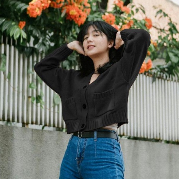 CARDIGAN CROP RAJUT ZARA/CARDIGAN RAJUT CROP SAKU/ATASAN RAJUT CROP WANITA KOREAN STYLE