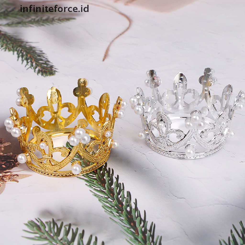 1pc Mahkota Tiara Mini Hias Kristal Mutiara Aksesoris Rambut Anak Perempuan