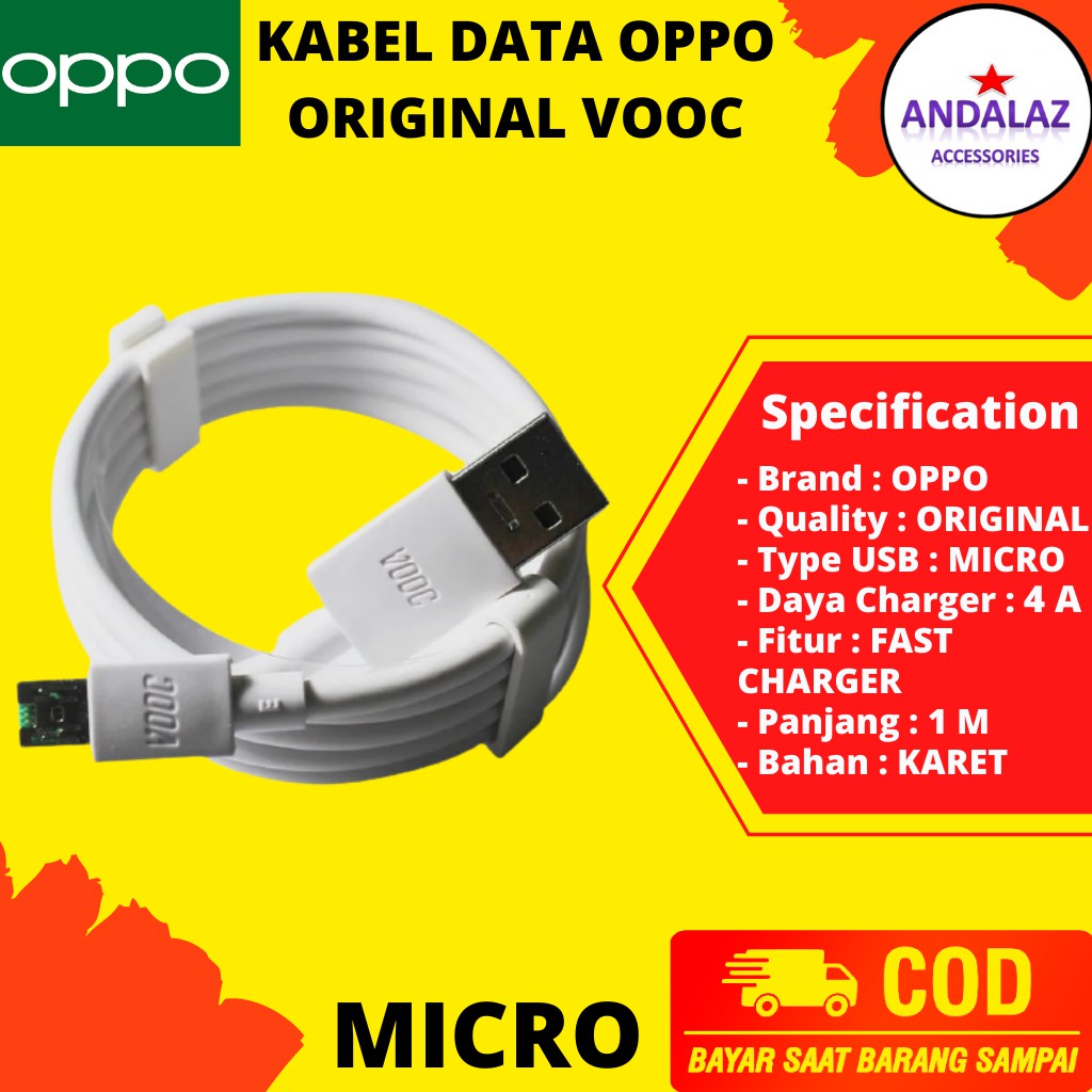 Kabel Data Oppo Original VOOC Fast Charger 4 A Untuk F1