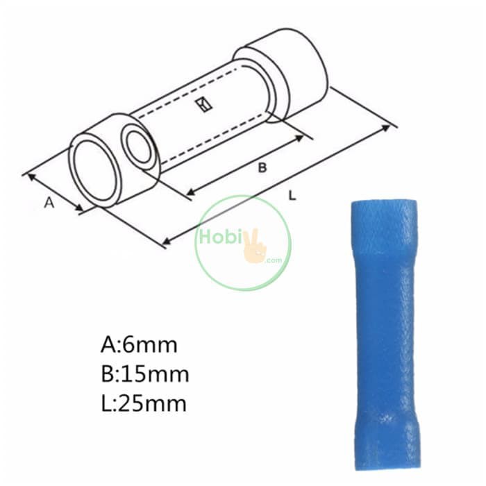 BLUE Butt Terminal Insulated Cable Konektor Sambungan Kabel Tang Press