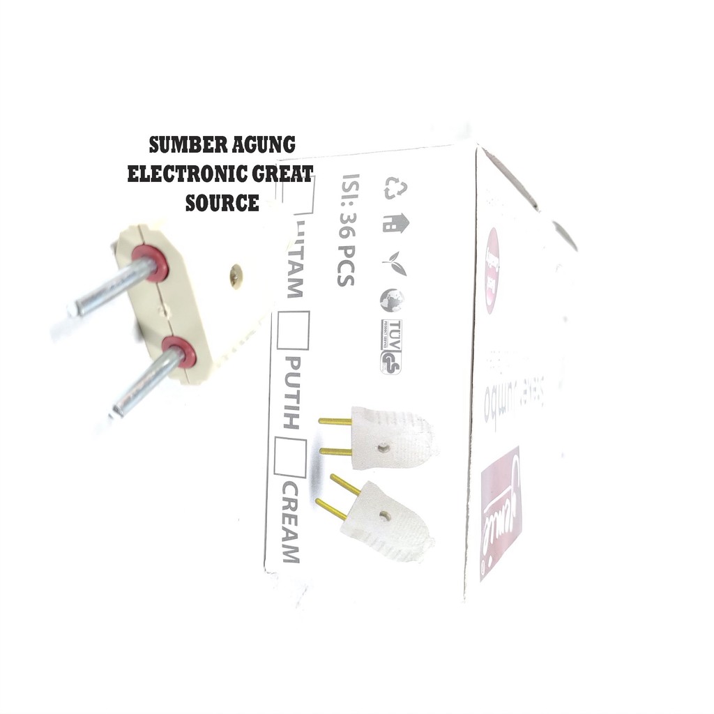 Steker Jumbo Yemie Untuk Listrik Rumahan Colokan Gepeng Mini Cream