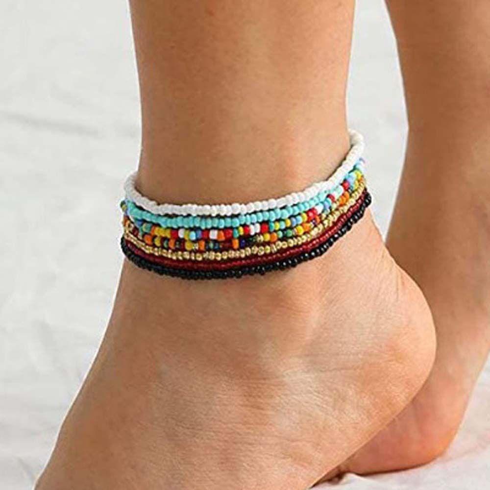 NEEDWAY Gelang Kaki Boho 7Pcs /set Kepribadian Wanita Barefoot Musim Panas Handmade Ankle Bracelets