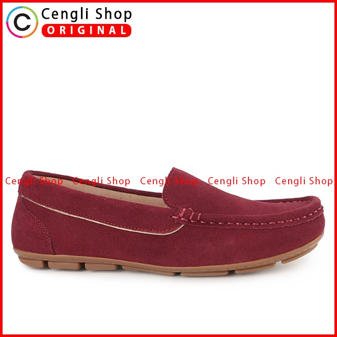 SEPATU PANSUS KULIT OBERMAIN WANITA ORIGINAL LOAFER MERAH MAROON OW11