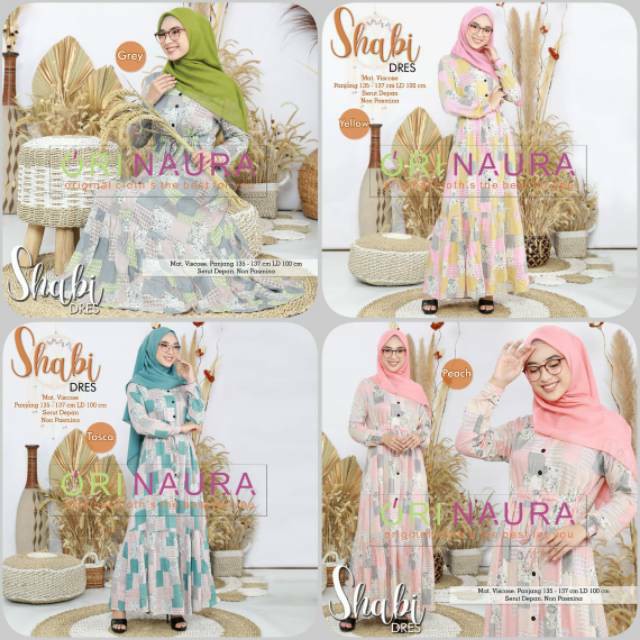 Shabi Dress Original Naura / Orinaura Gamis Longdress Maxi Material Katun Rayon Viscose Premium