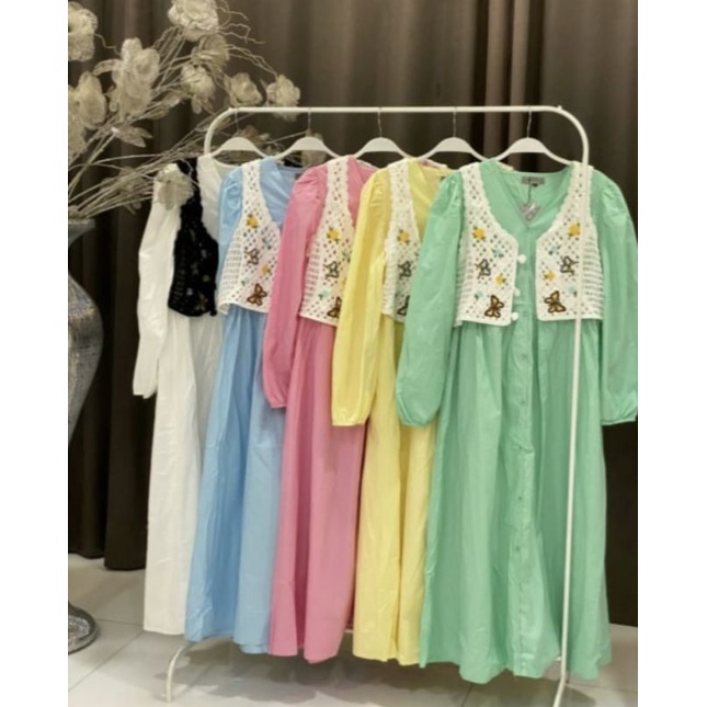 gamis rompi kupu vivorie/gamis rompi kekinian/dress vivorie rompii