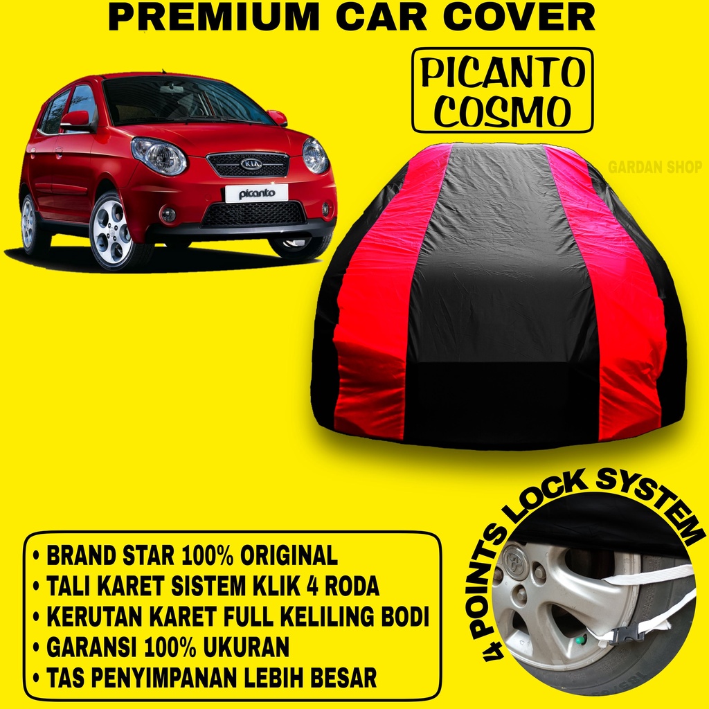 Body Cover PICANTO COSMO Sarung Strip MERAH Cover Penutup Bodi Mobil Picanto Cosmo Waterproof