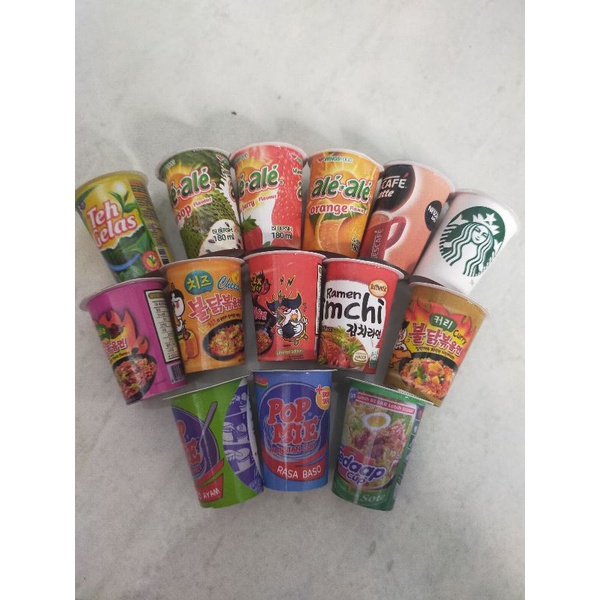 Magnet tempelan kulkas miniatur mie cup/minuman cup/ boba