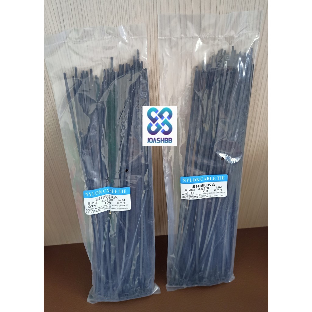 Kabel Ties shisuka 3.6x300mm (30cm) isi 100bh - putih / hitam, Cable Tie/ Pengikat Kabel/ Dasi Kable