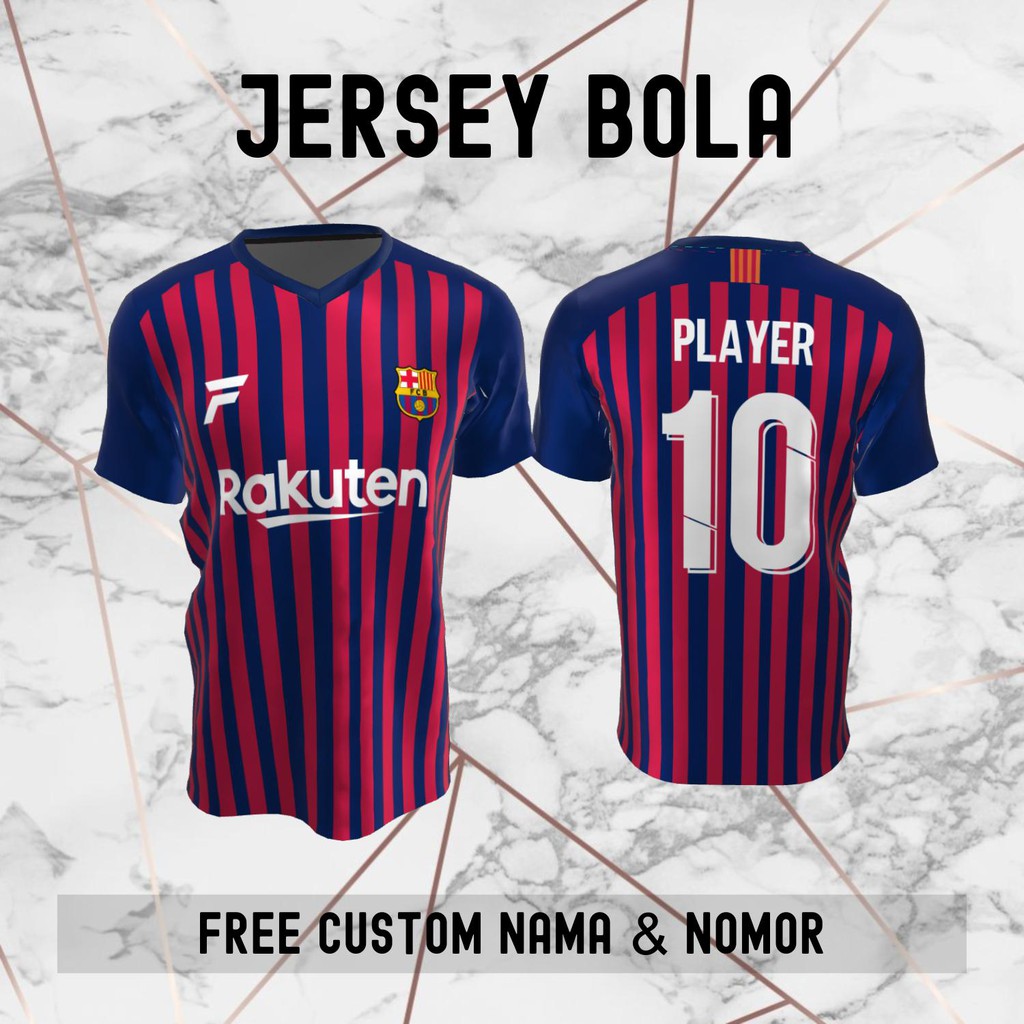 Jersey Barcelona Klub Bola Baju Kaos Custom Nama dan Nomor Punggung - 7