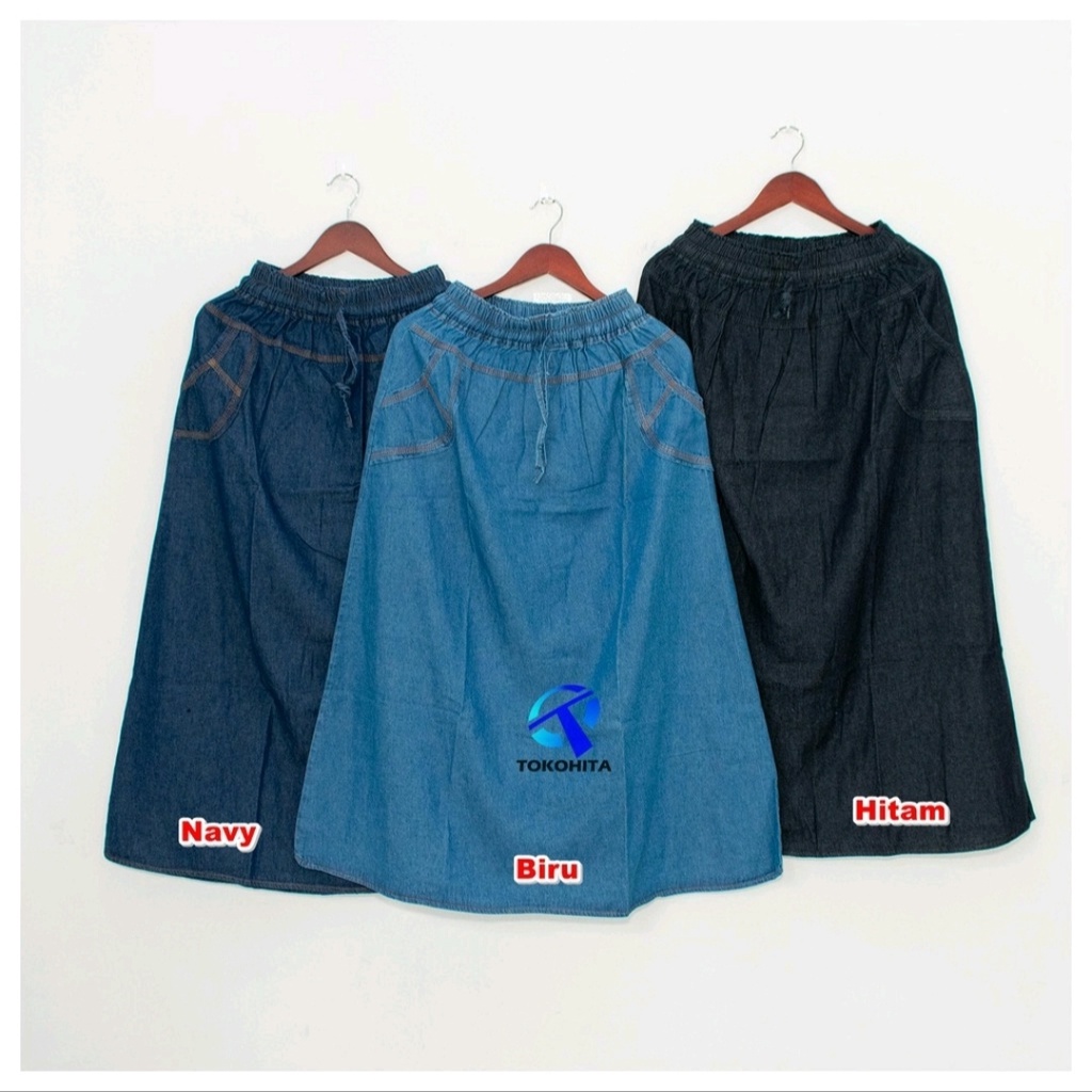 Rok Jeans Panjang Model A Polos Terlaris Shopee - Rok Jeans Model A Standar