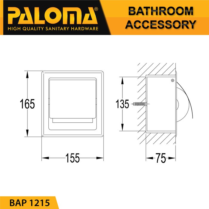 PALOMA BAP 1215 Tempat Tissue Toilet Kotak Tisu Gulung Roll WC Mandi