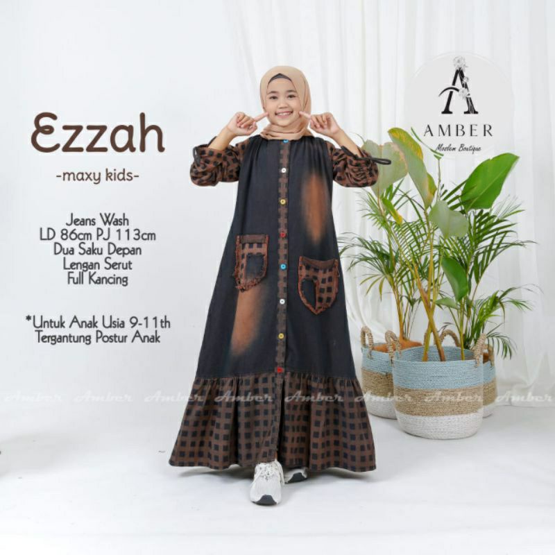 EZZAH MAXY DRESS KIDS BAJU ANAK UMUR 8 - 11 TAHUN ORIGINAL PRODUK BY AMBER