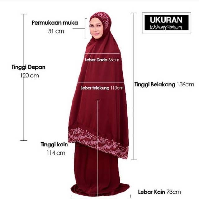 Mukena aleena /telekung siti Khadijah/siti murni bahan rosella