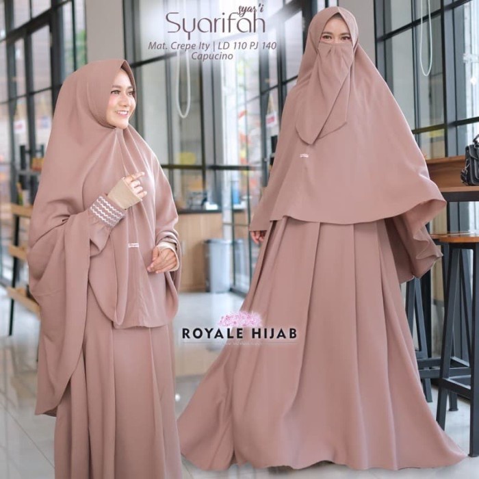 Baju Gamis Polos SYARIFAH SYARI Dress Wanita Set Hijab ORIGINAL ROYALE