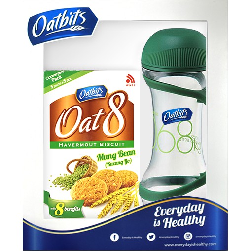 

Paket dummble bottle , Biskuit Oat 8 Rasa Kacang Hijau, Mung bean kemasan Praktis, Biskuit Sehat Oat