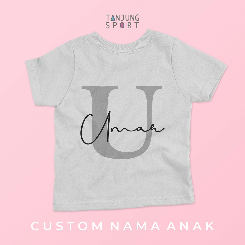 Kaos Anak Custom Nama Sablon Huruf Abjad Cowok Cewek Desain Suka-Suka