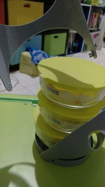 Rantang Kaca 3 Susun - Bowl Glass - Mangkok Tempat Bekal Makanan