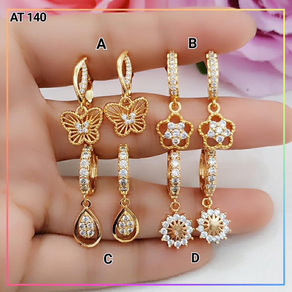 Anting Xuping anting dewasa jurai kupu krawang permata zirkon perhiasan lapis emas gold AT 140