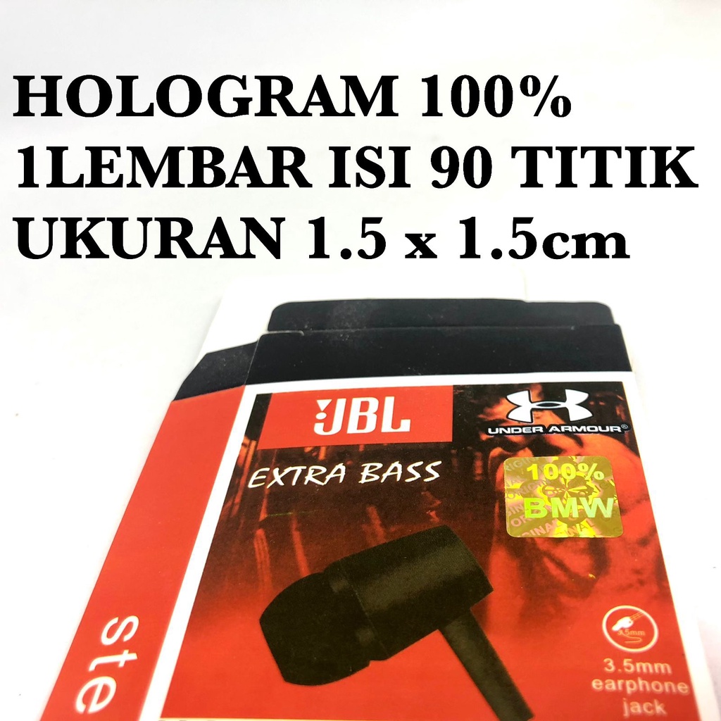 Stiker hologram ORIGINAL BMW product persegi 1,5 x 1,5 cm harga 1 LEMBAR ISI 90 TITIK