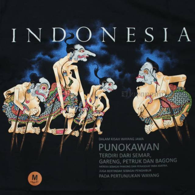 Kaos wayang punokawan semar gareng petruk bagong kaos kesenian baju budaya