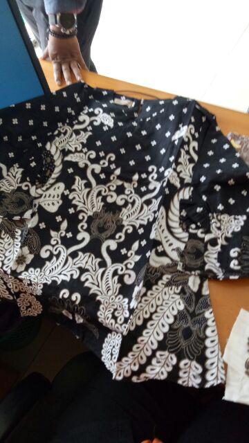 Tey-17 Batik Wanita Asj Sa Hrb026 Kenongo Kemeja Tosca Pendek Dengan Potongan