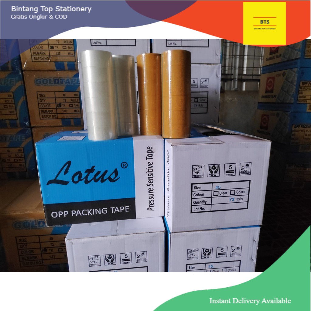 

[BTS] (KHUSUS GOJEK & GRAB) Lakban LOTUS 72 Yard 45 mm (DUS)