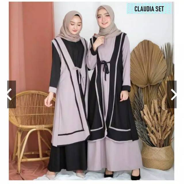 Claudia set baju dewasa pakaian muslim dewasa baju gamis dress fashion muslim