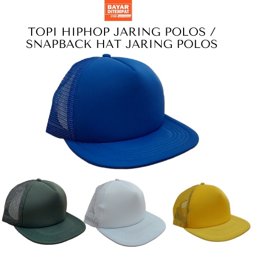 Topi Hiphop Jaring Polos / Topi Snapback Jaring Polos Trucker Hat Laki Perempuan Kualitas Distro Premium