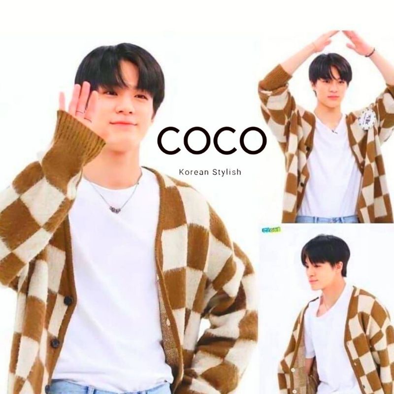 long sweater cardigan rajut kotak jeno jaehyun haechan chenle mark lee nct dream 127 kpop korea atas