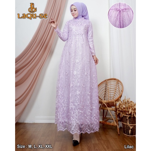 Gamis Gaun Dress Safira Untuk Pesta Kondangan Wisuda Wanita Remaja Bahan Tulle Import Berkualitas By Laquse_kebaya2