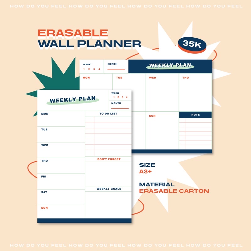

Erasable Weekly Planner A3